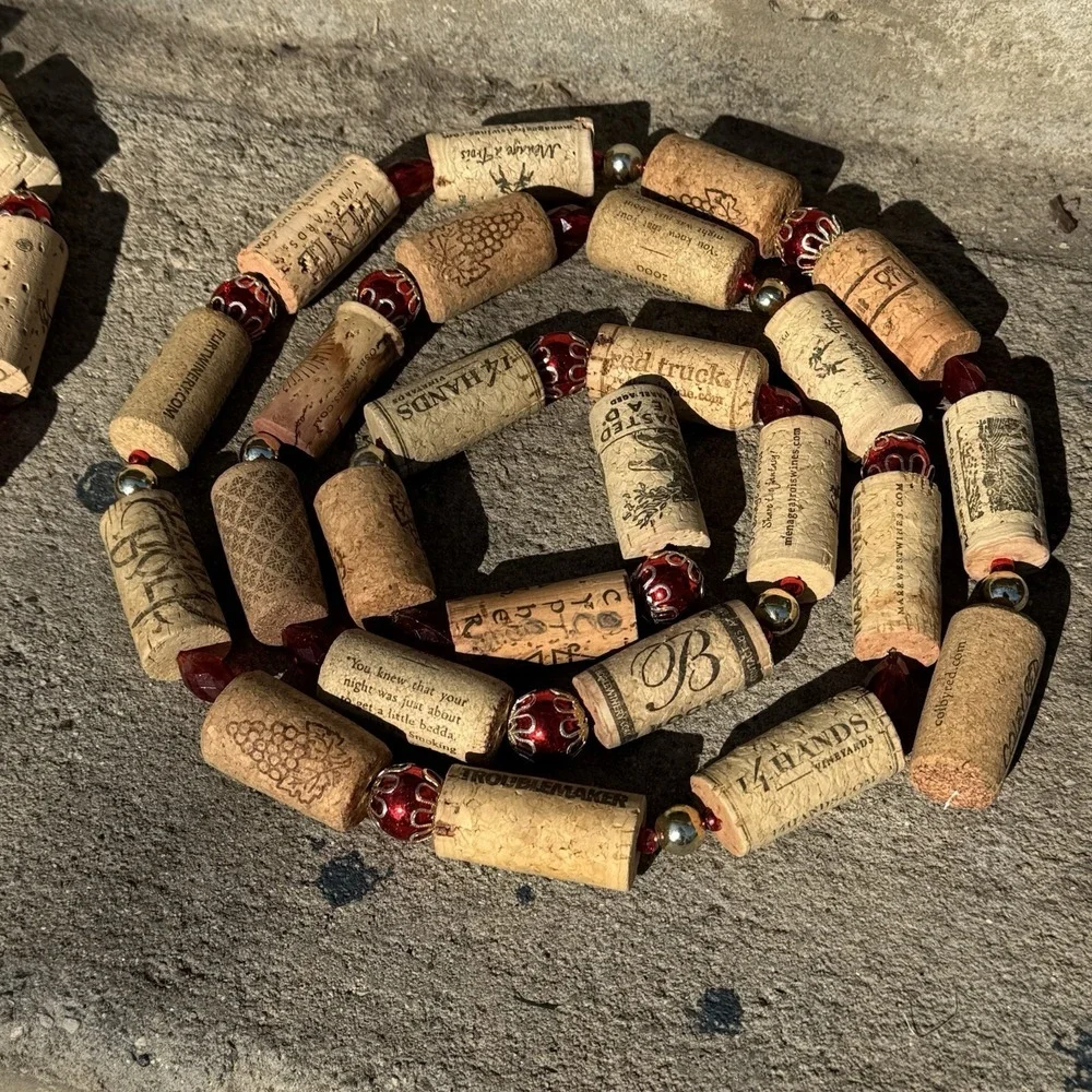 Set Of 3 Cork Garland Recycled Christmas Decor 5ft & 7 ft